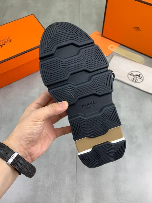 Hermès Gray Black Suede Upper Speckled Laces Sneakers 3