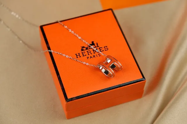 Hermès H Collection Orange Enamel Silver-Tone Necklace 5