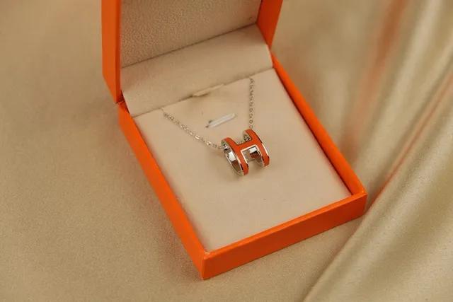 Hermès H Collection Orange Enamel Silver-Tone Necklace 7