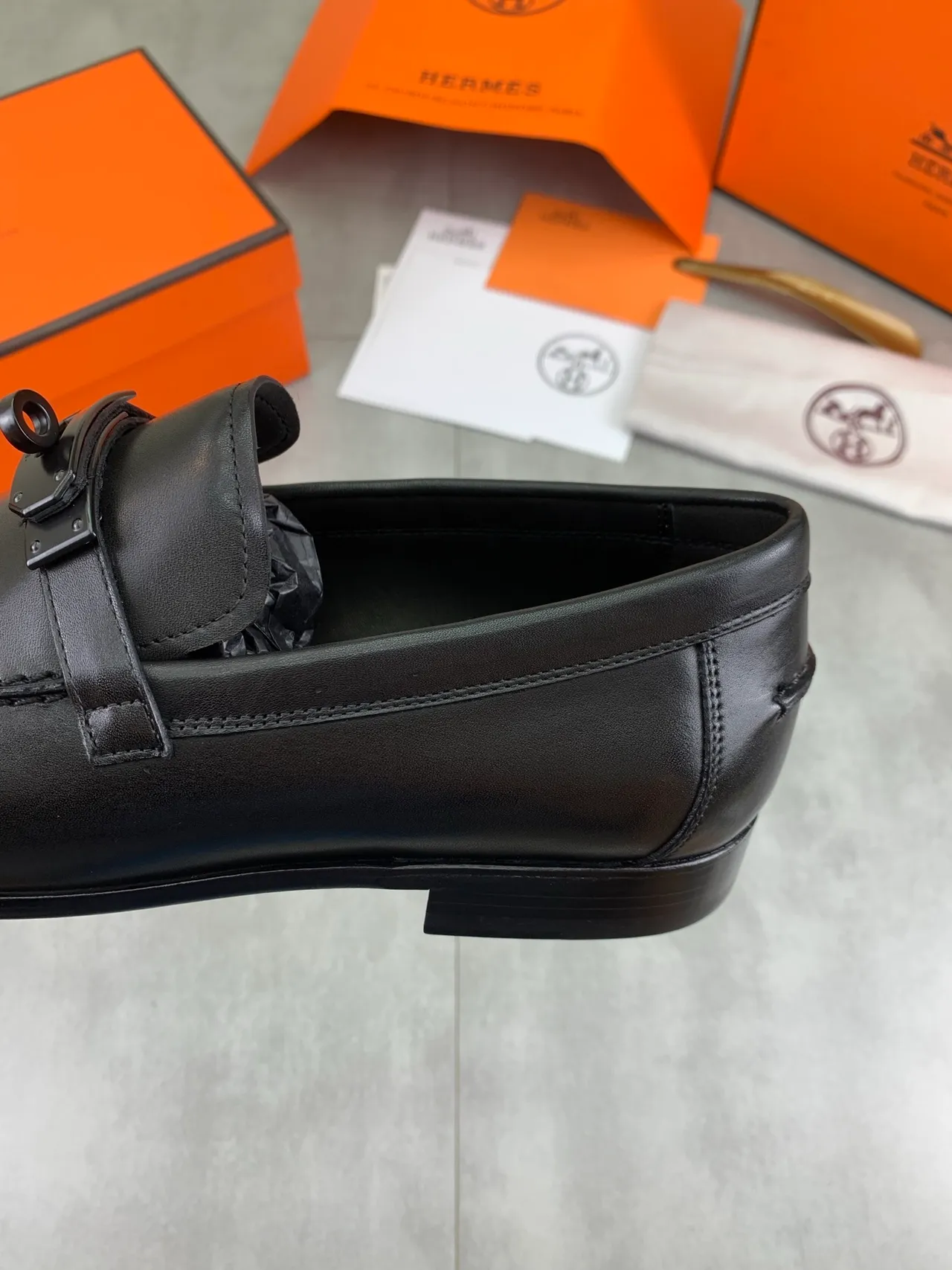 Hermès H Loafer Black Polished Leather Loafer 4