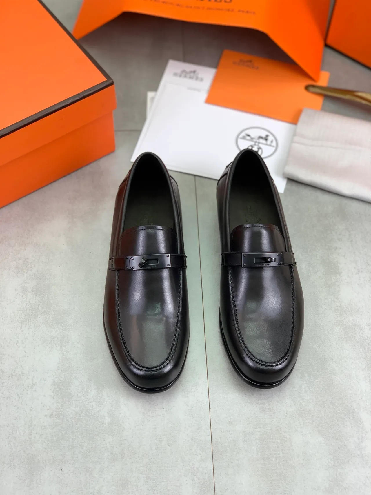 Hermès H Loafer Black Polished Leather Loafer 5