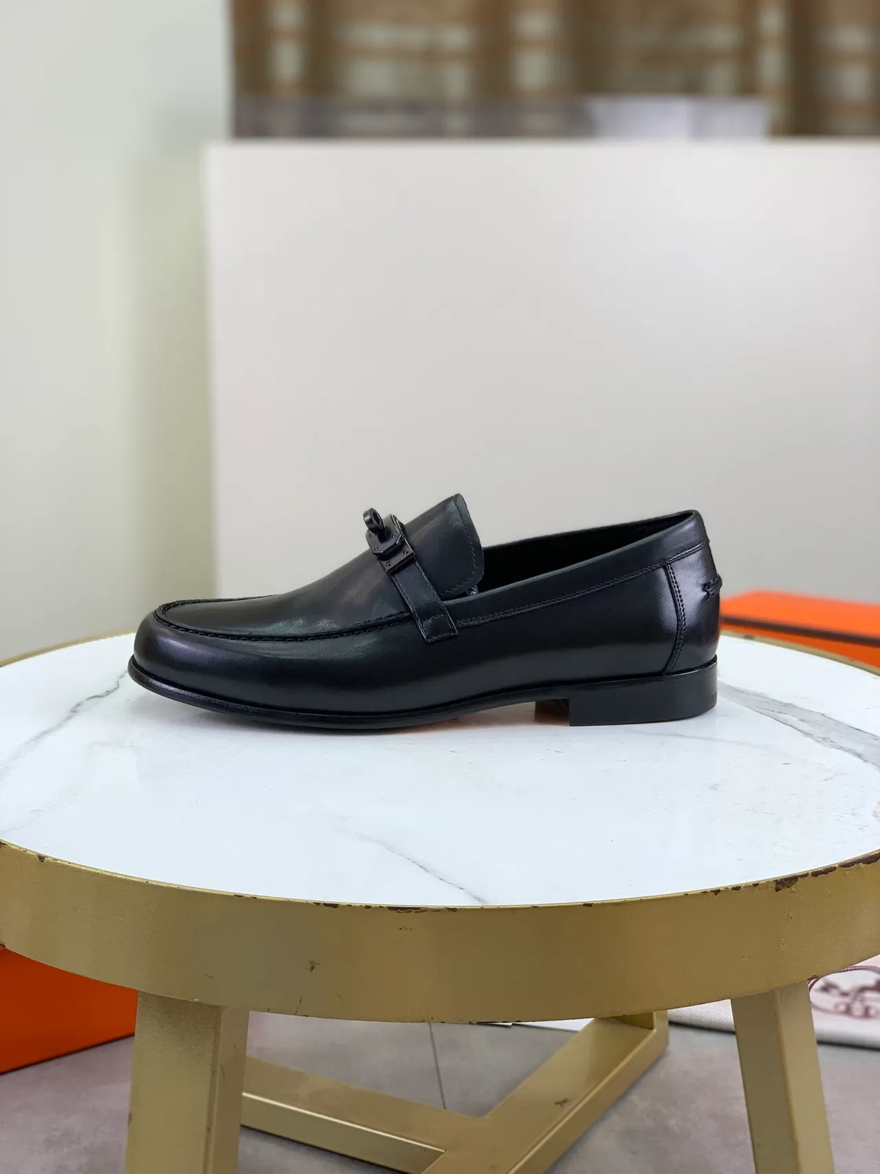 Hermès H Loafer Black Polished Leather Loafer 6