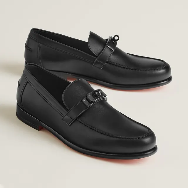 Hermès H Loafer Black Polished Leather Loafer 7