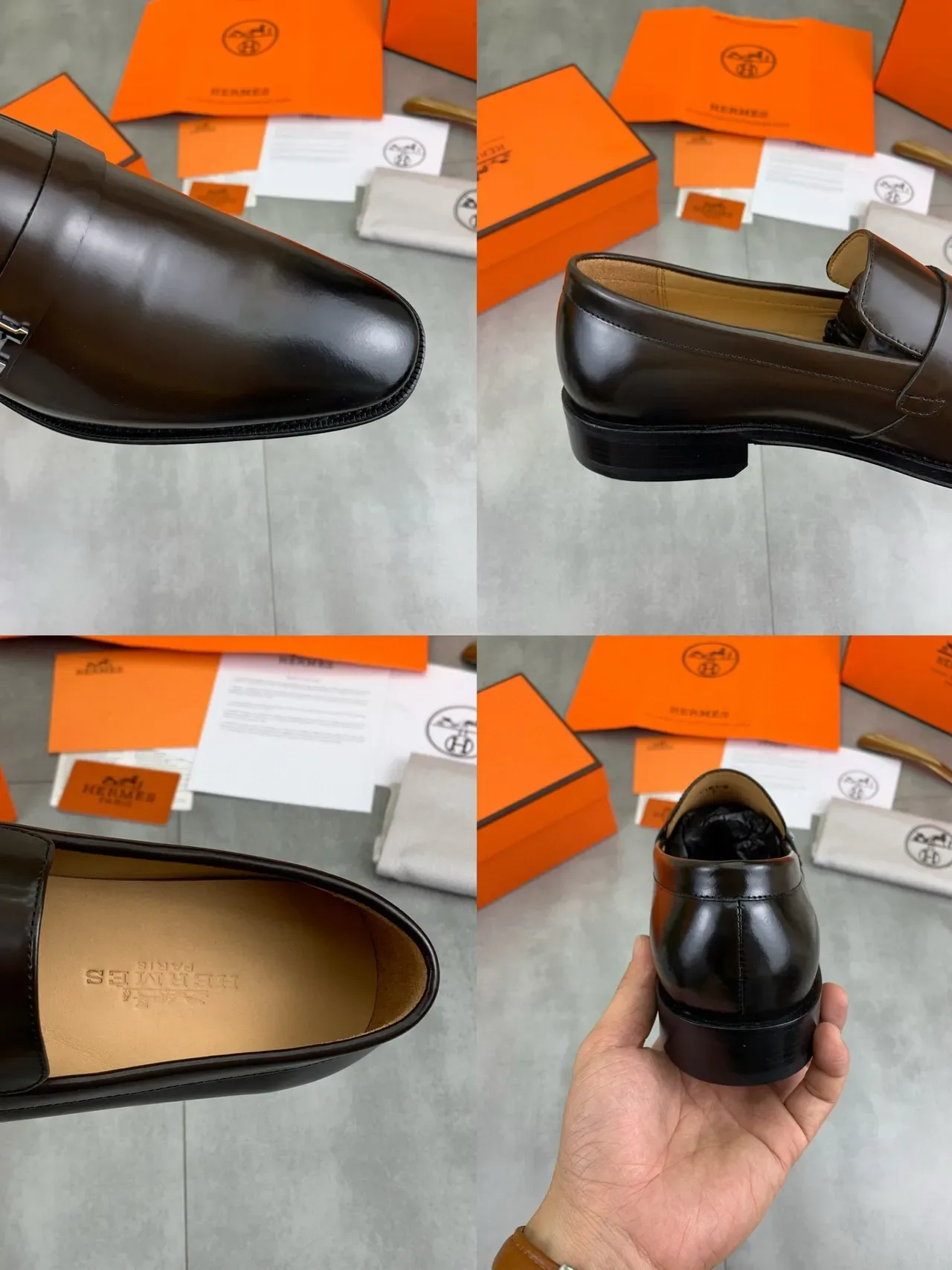 Hermès H-Loafer جلد بني مصقول 2