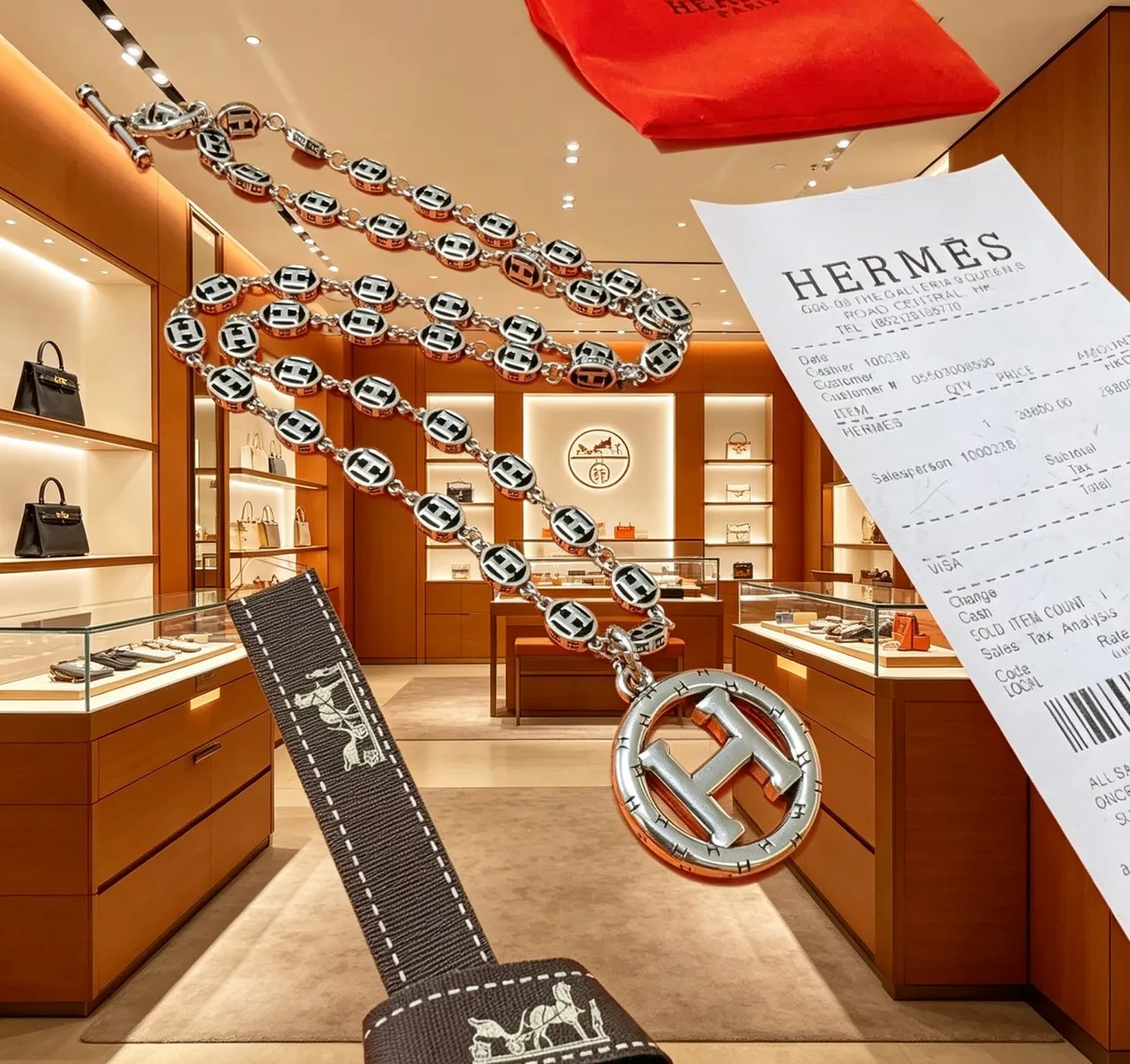 Hermès H Motif Silver Chain Necklace 3