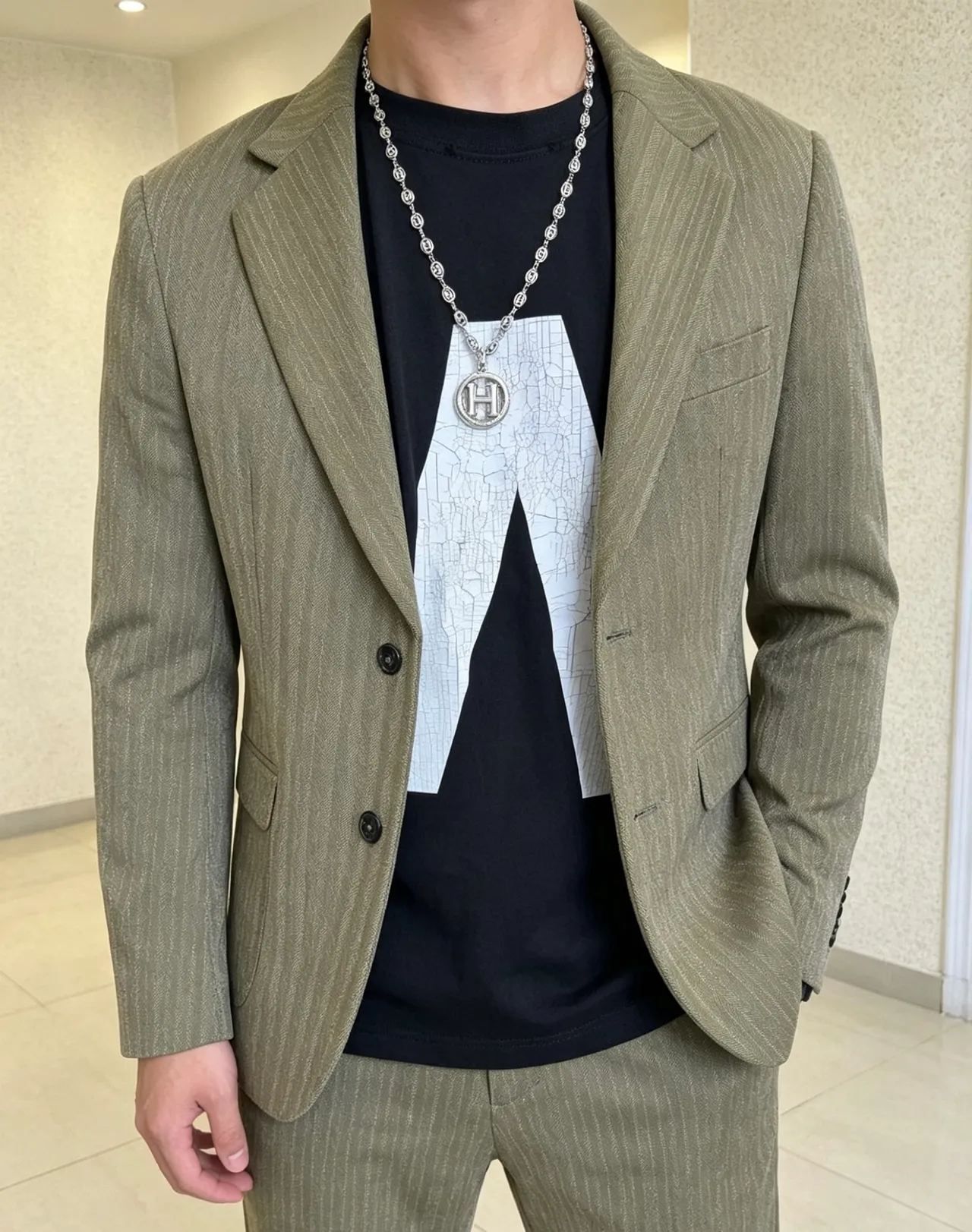 Hermès H Motif Silver Chain Necklace 5