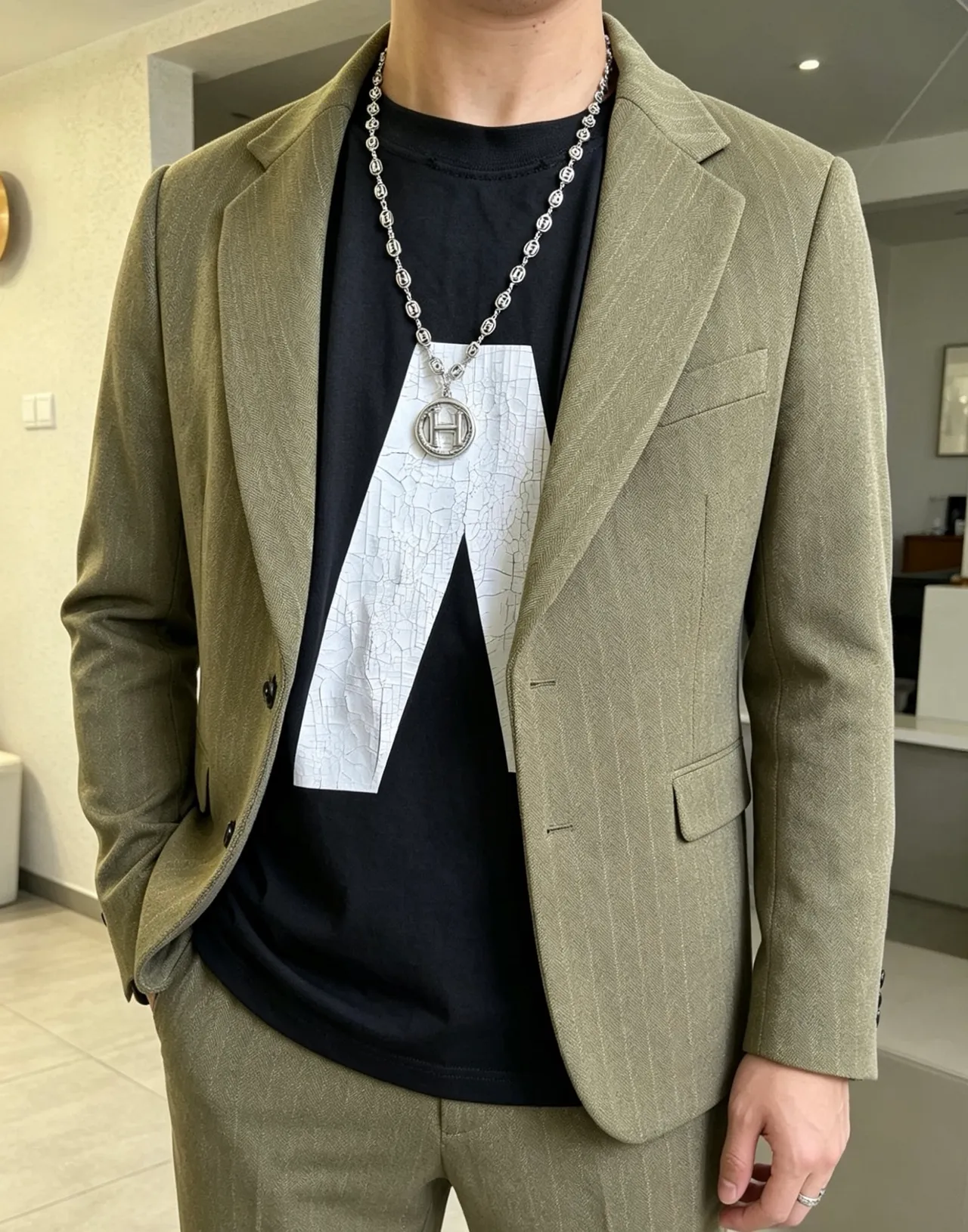Hermès H Motif Silver Chain Necklace 8