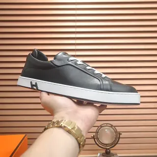Hermès H Sneaker Black and White Leather Lifestyle Sneakers