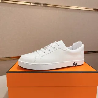 Hermès H Sneaker Tênis Branco Minimalista Estilo de Vida Tênis