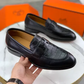 Hermès H-Strap Loafer Black Crocodile-Embossed Leather Loafer