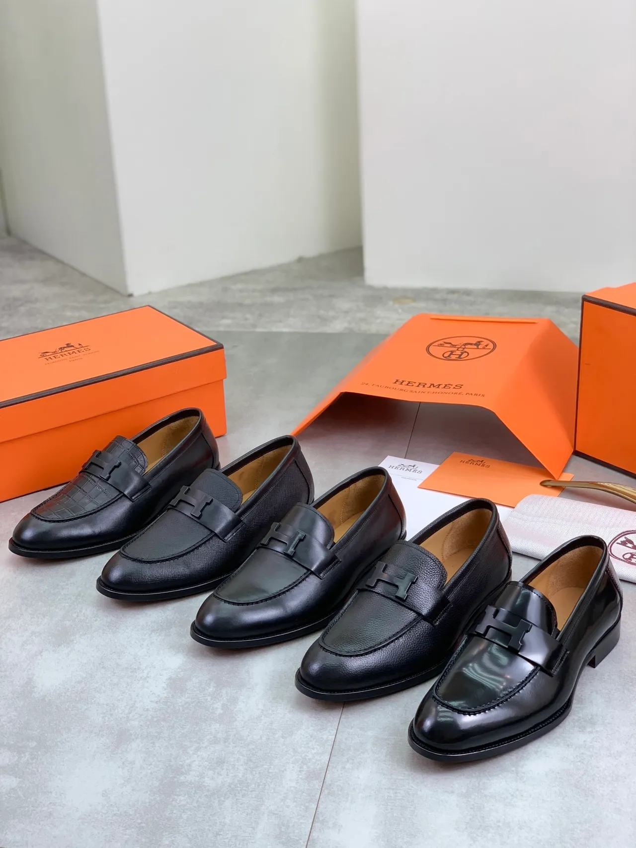 Hermès H-Strap Loafer Black Crocodile-Embossed Leather Loafer 2