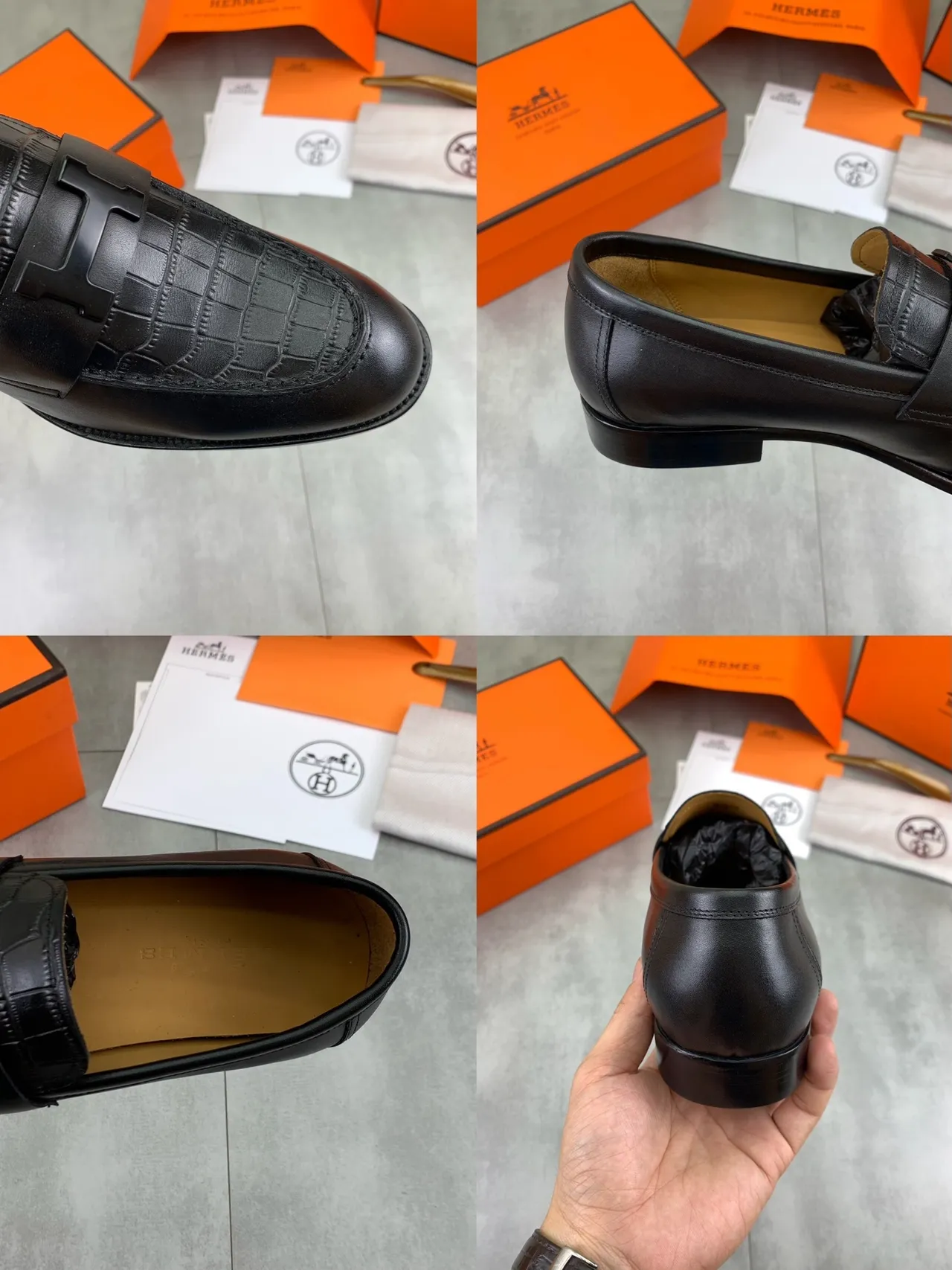 Hermès H-Strap Loafer Black Crocodile-Embossed Leather Loafer 3