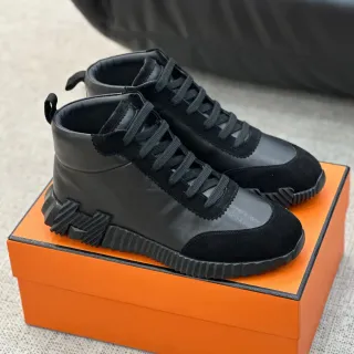 Hermès Sneaker haut Noir Matériau mixte Semelle sculptée Sneakers