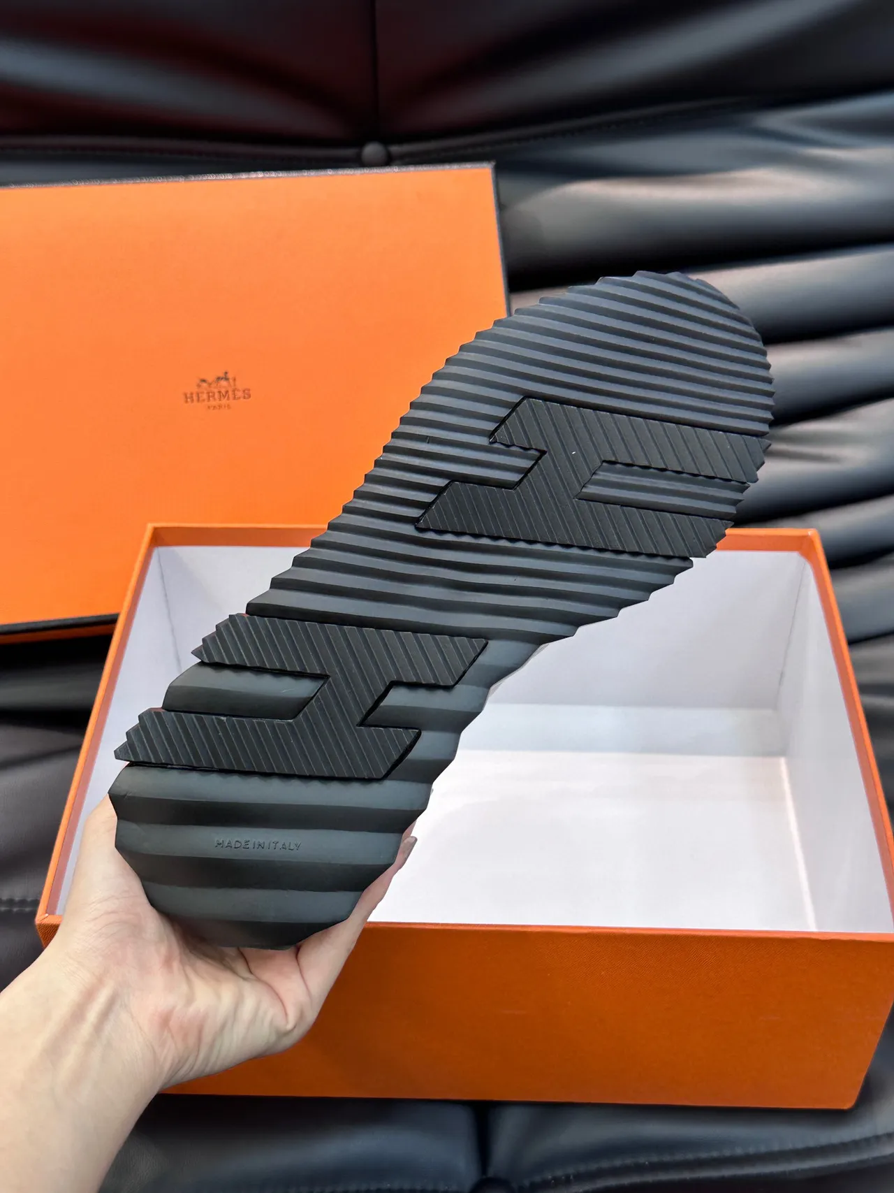Hermès High-Top Sneaker Black Mixed-Material Sculpted Sole Sneakers 2