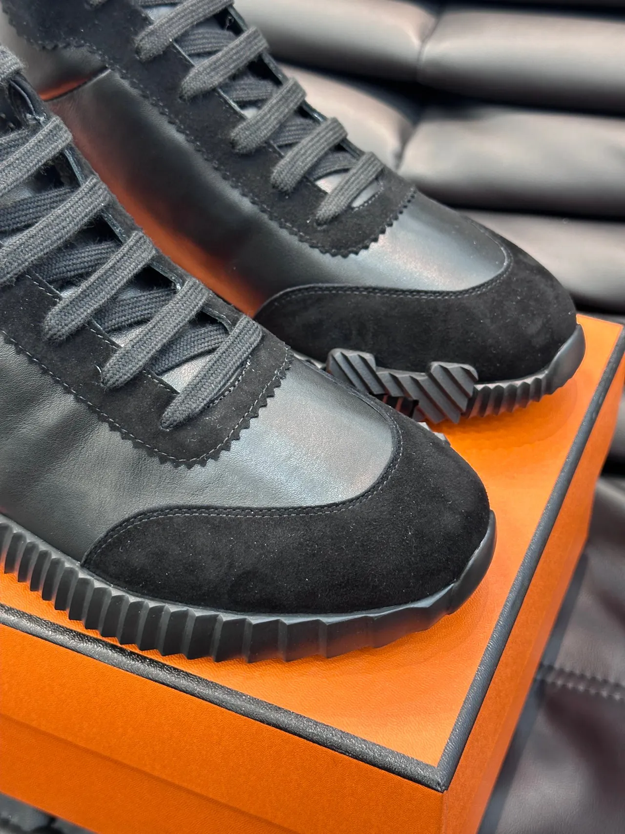 Hermès High-Top Sneaker Black Mixed-Material Sculpted Sole Sneakers 6