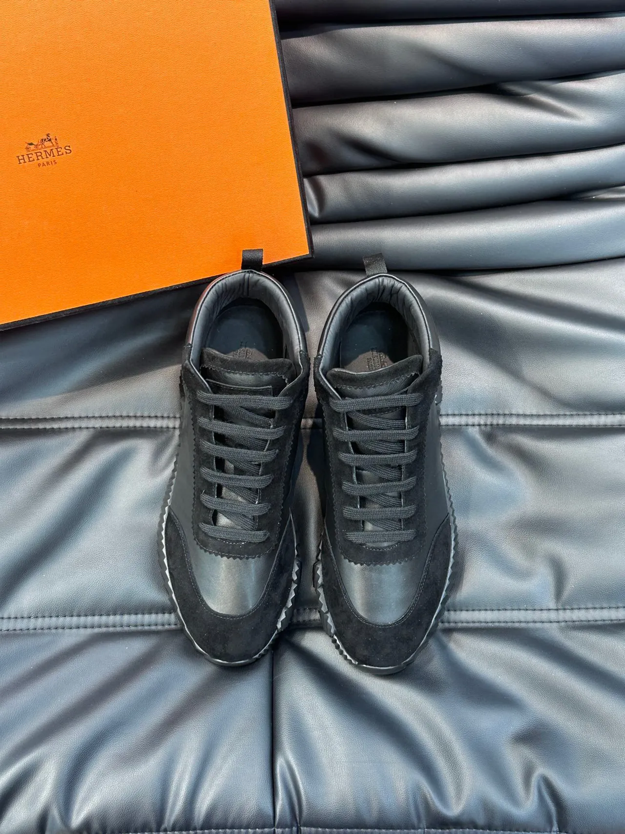 Hermès High-Top Sneaker Black Mixed-Material Sculpted Sole Sneakers 9