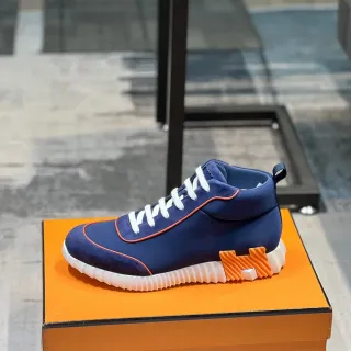 Hermès Hiker Navy and Orange High-Top Lifestyle Sneaker