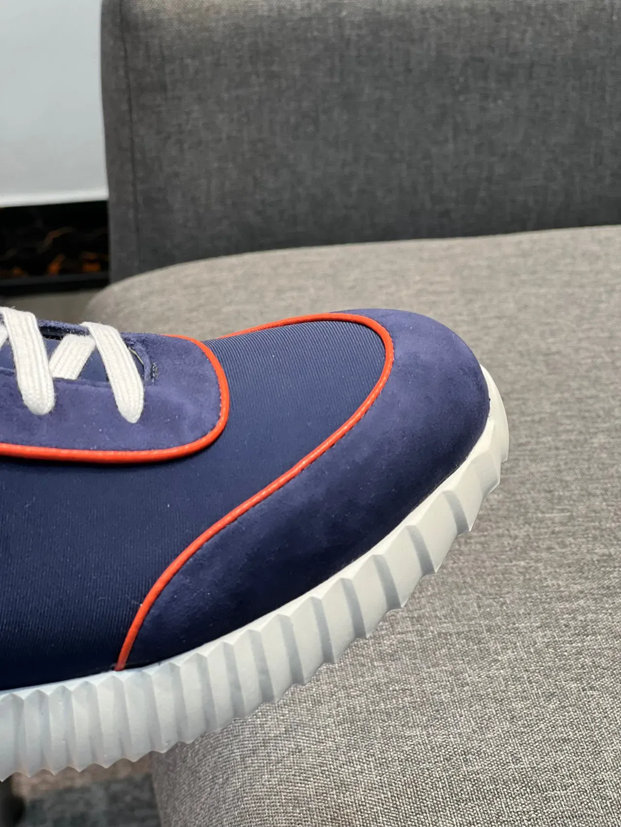 Tênis Lifestyle Hermès Hiker Navy e Orange High-Top 4