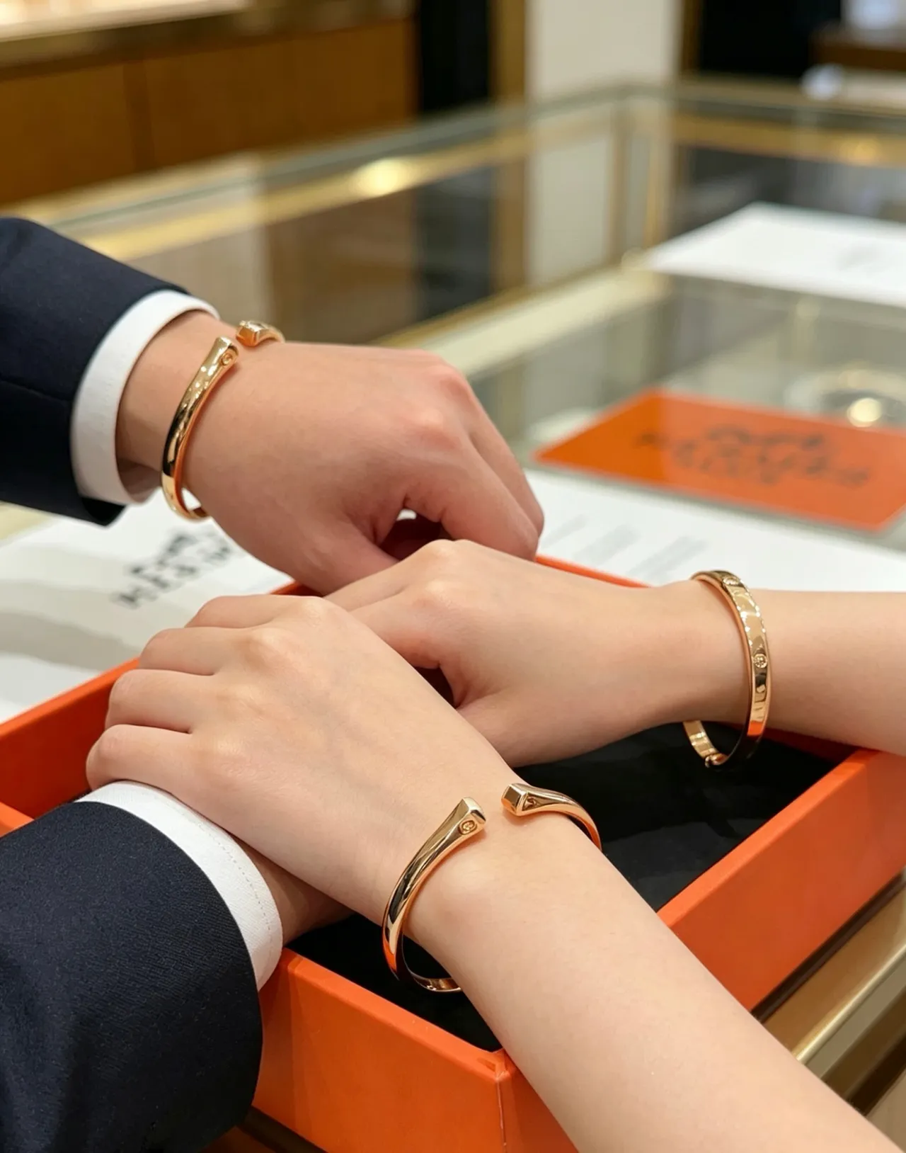 Hermès Juste un Clou Gold-Tone Faceted Open Bangle Bracelet 8