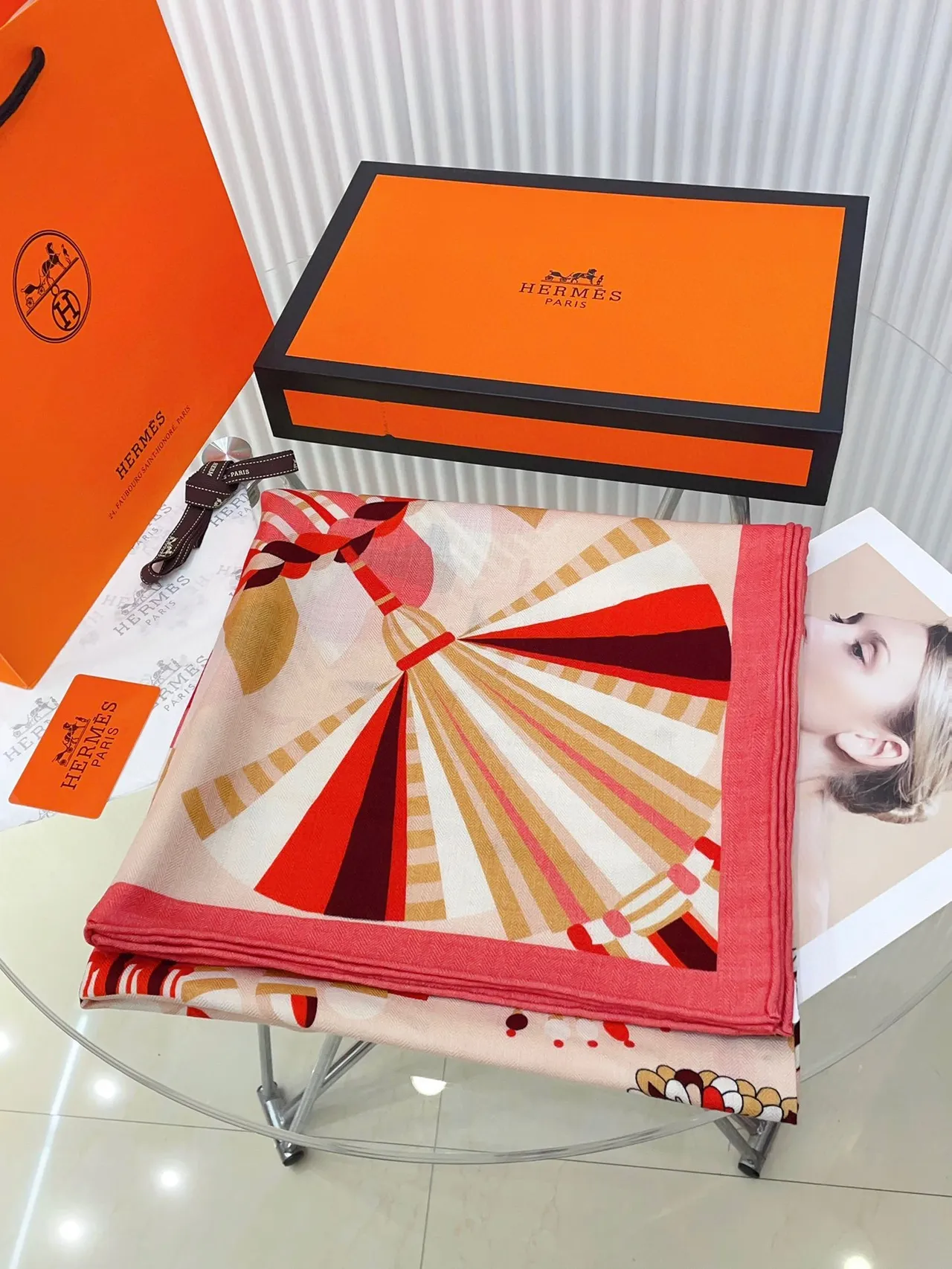 Hermès Multicolor Geometric Print Silk Scarf 5