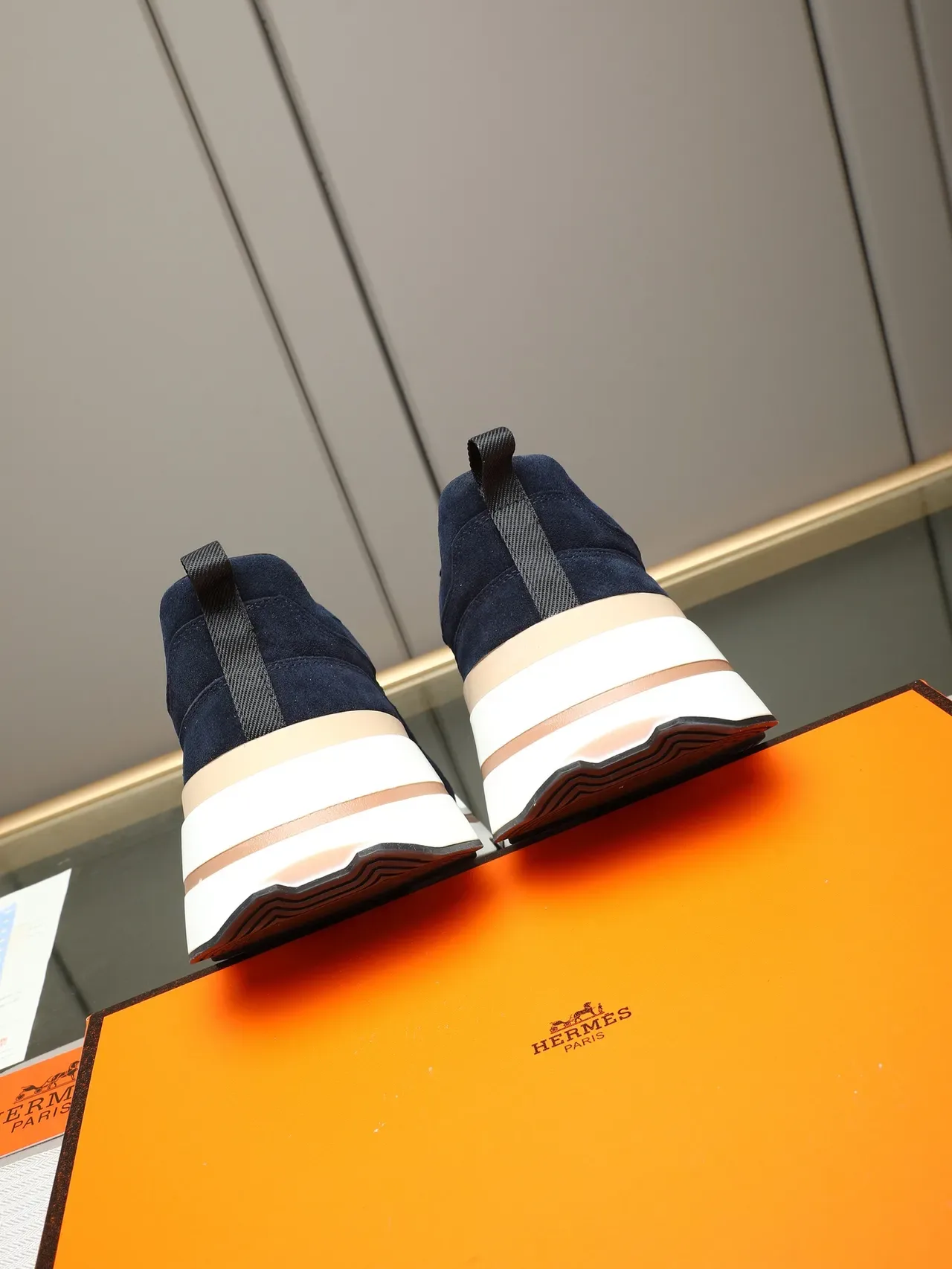 Hermès Navy Suede Multi-Layer Sole Lifestyle Sneaker 4