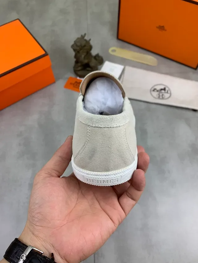 Hermès Oran Bege Branco Camurça Superior Stirrup Buckle Hardware Loafer 3
