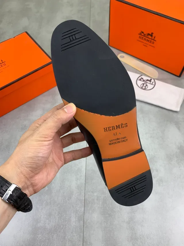 Hermès Oran Black Leather H-Buckle Loafer 3