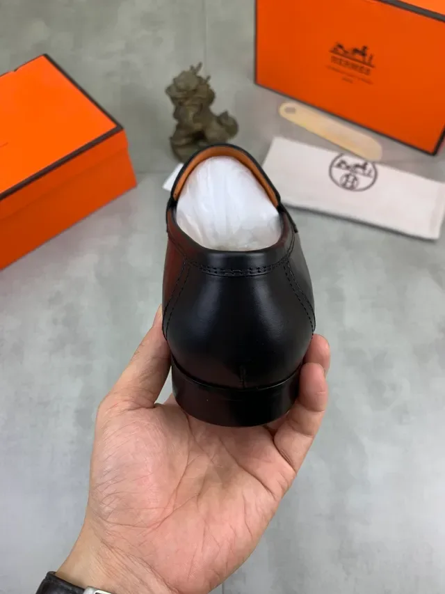 Hermès Oran Black Leather H-Buckle Loafer 4