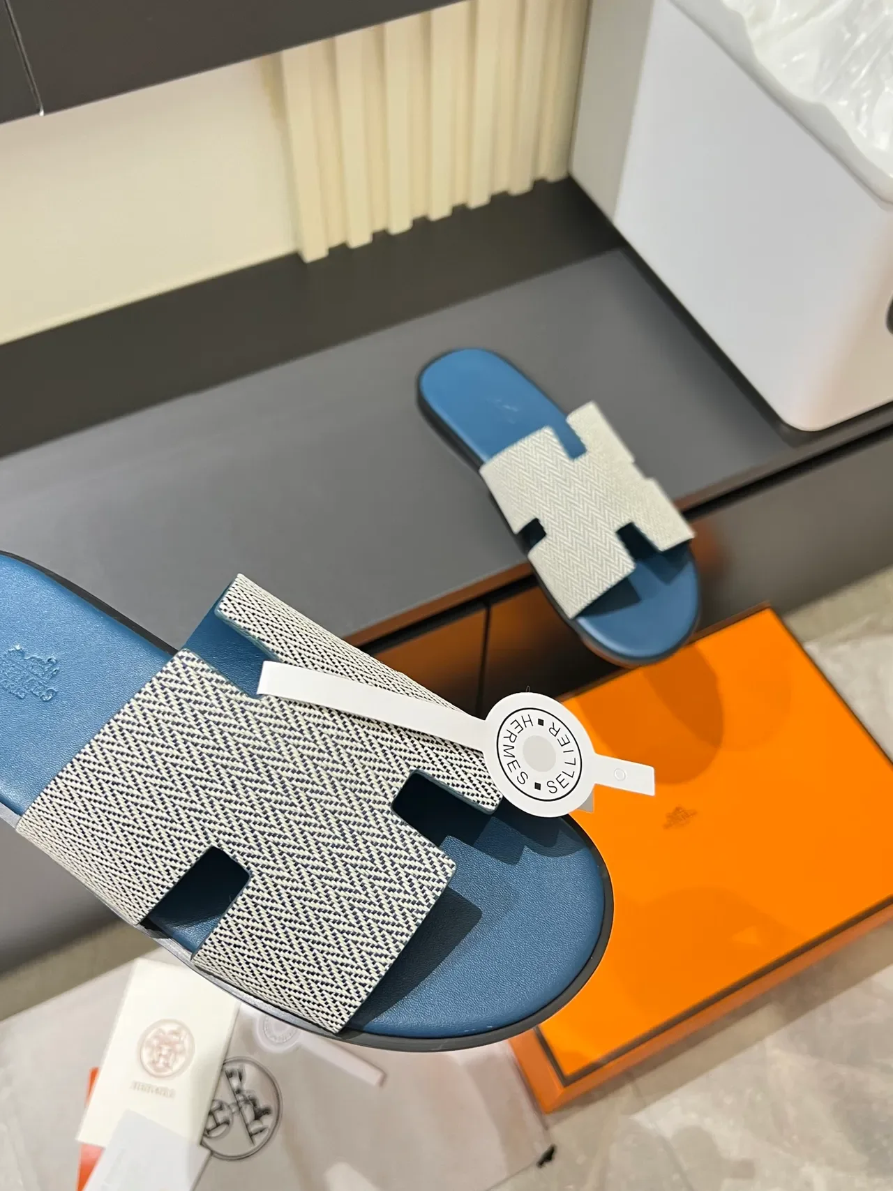 Hermès Oran Herringbone Strap Slippers 2