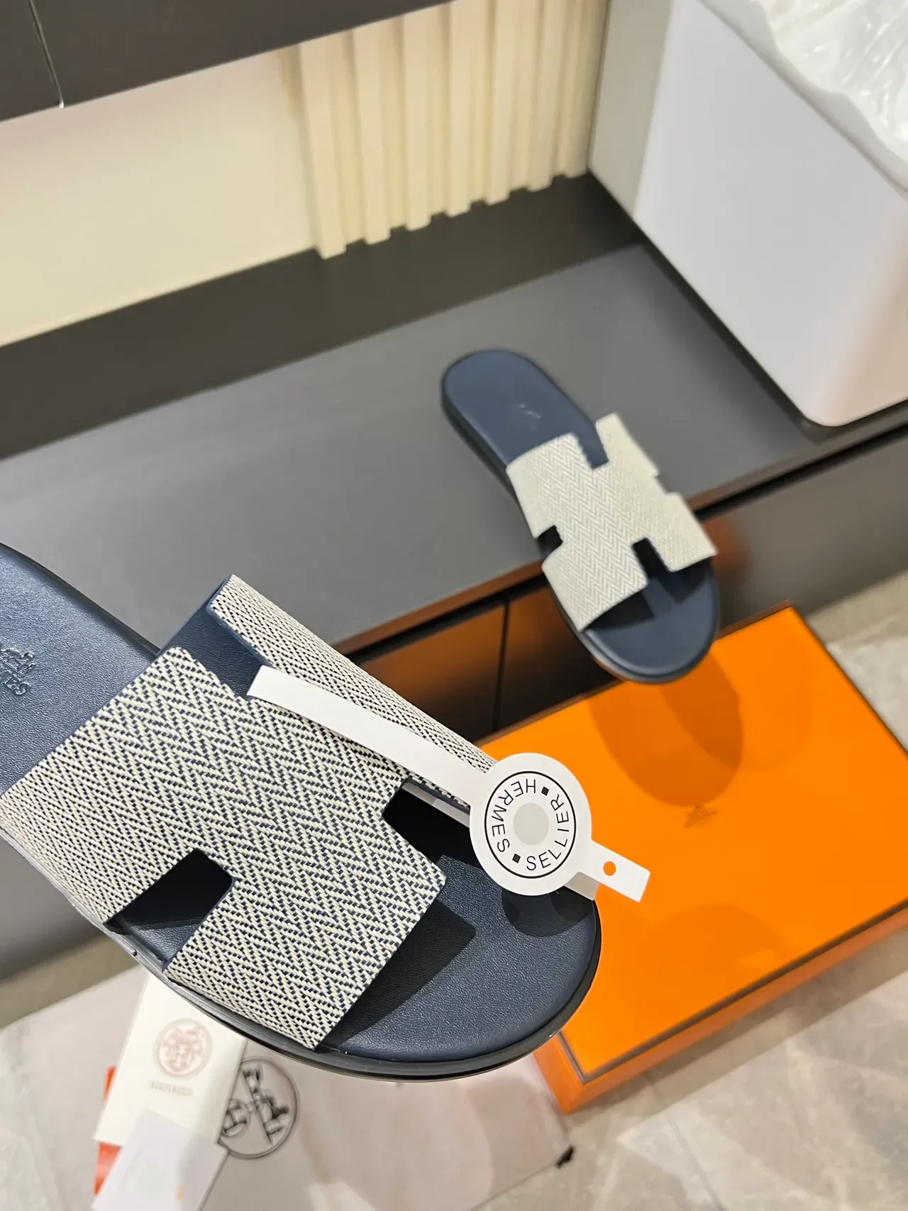 Hermès Oran Herringbone Strap Slippers 3