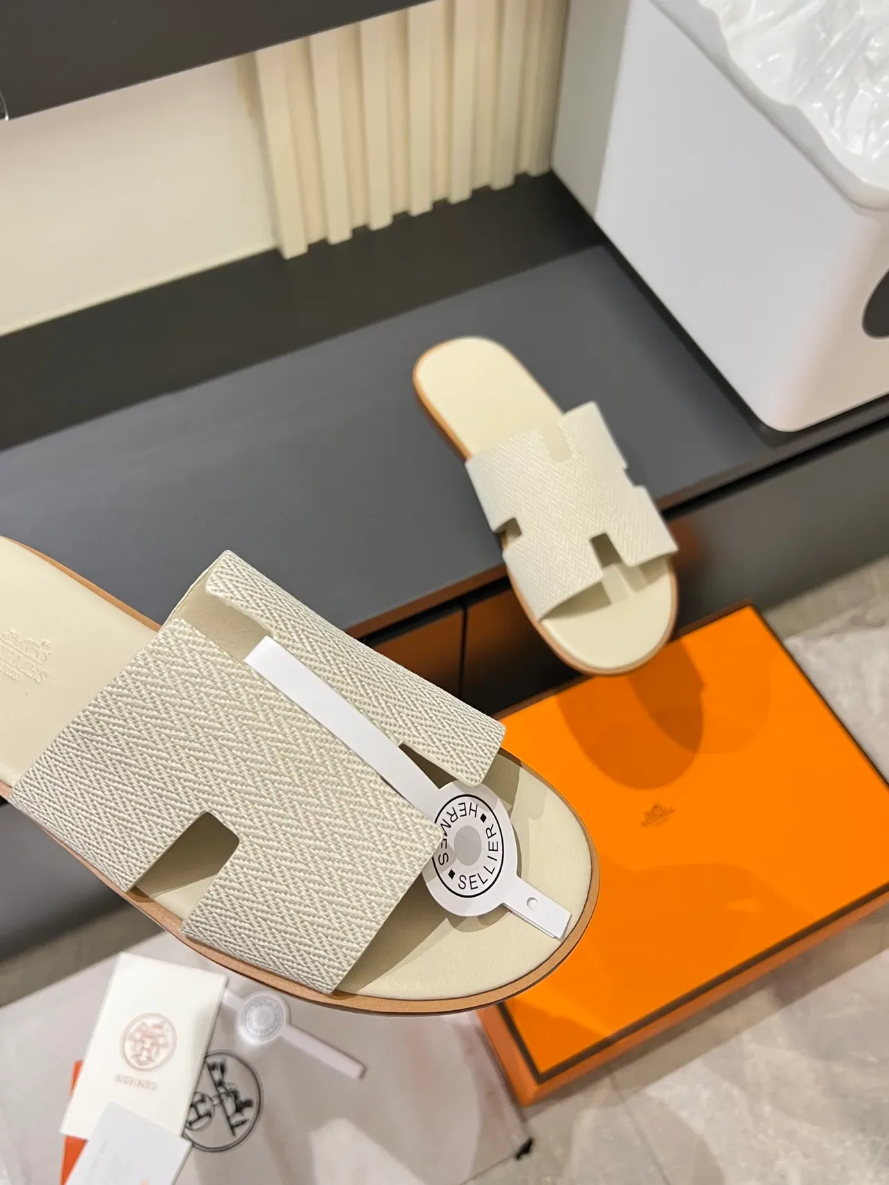 Hermès Oran Herringbone Strap Slippers 5