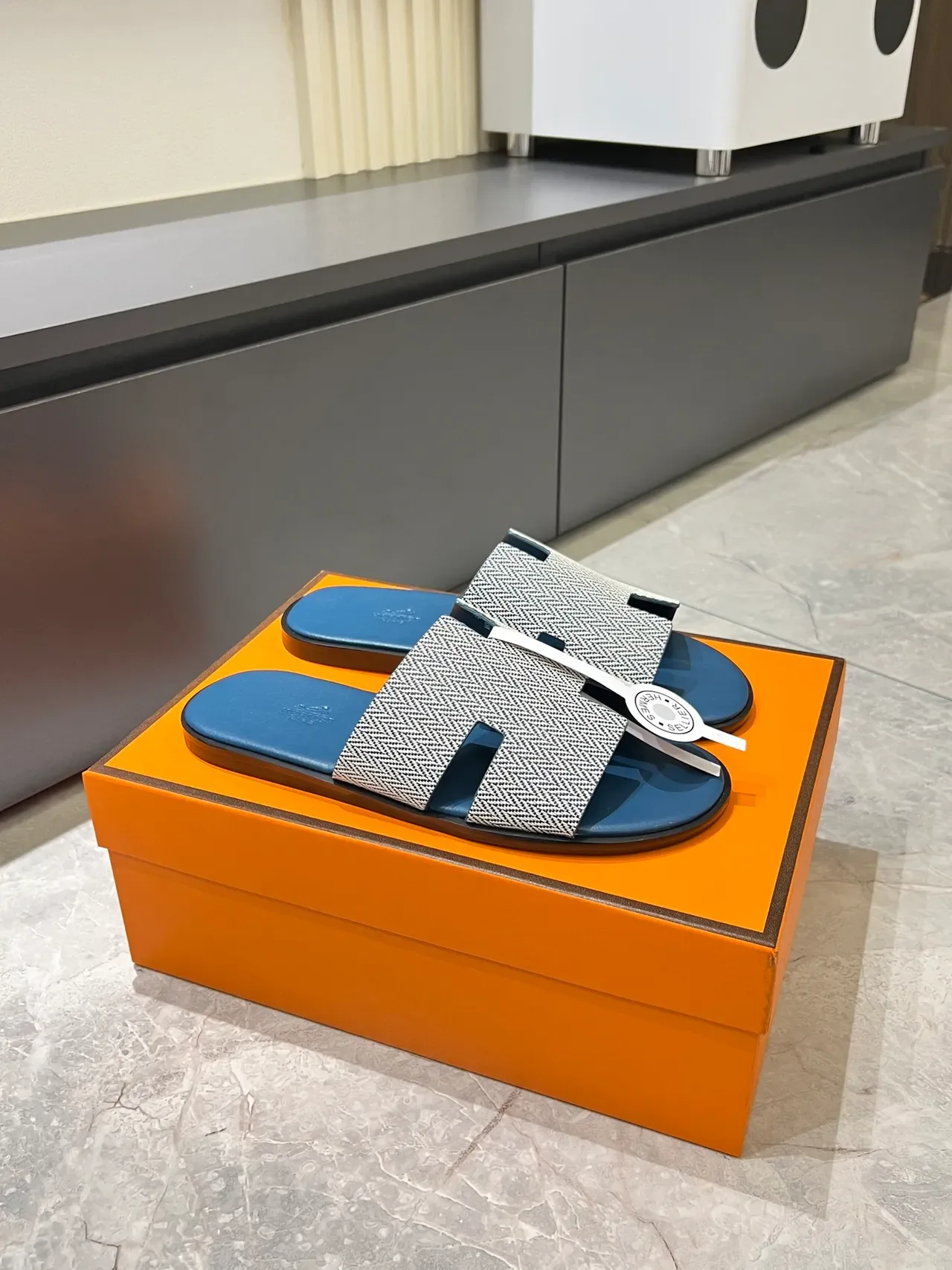 Hermès Oran Herringbone Strap Slippers 17