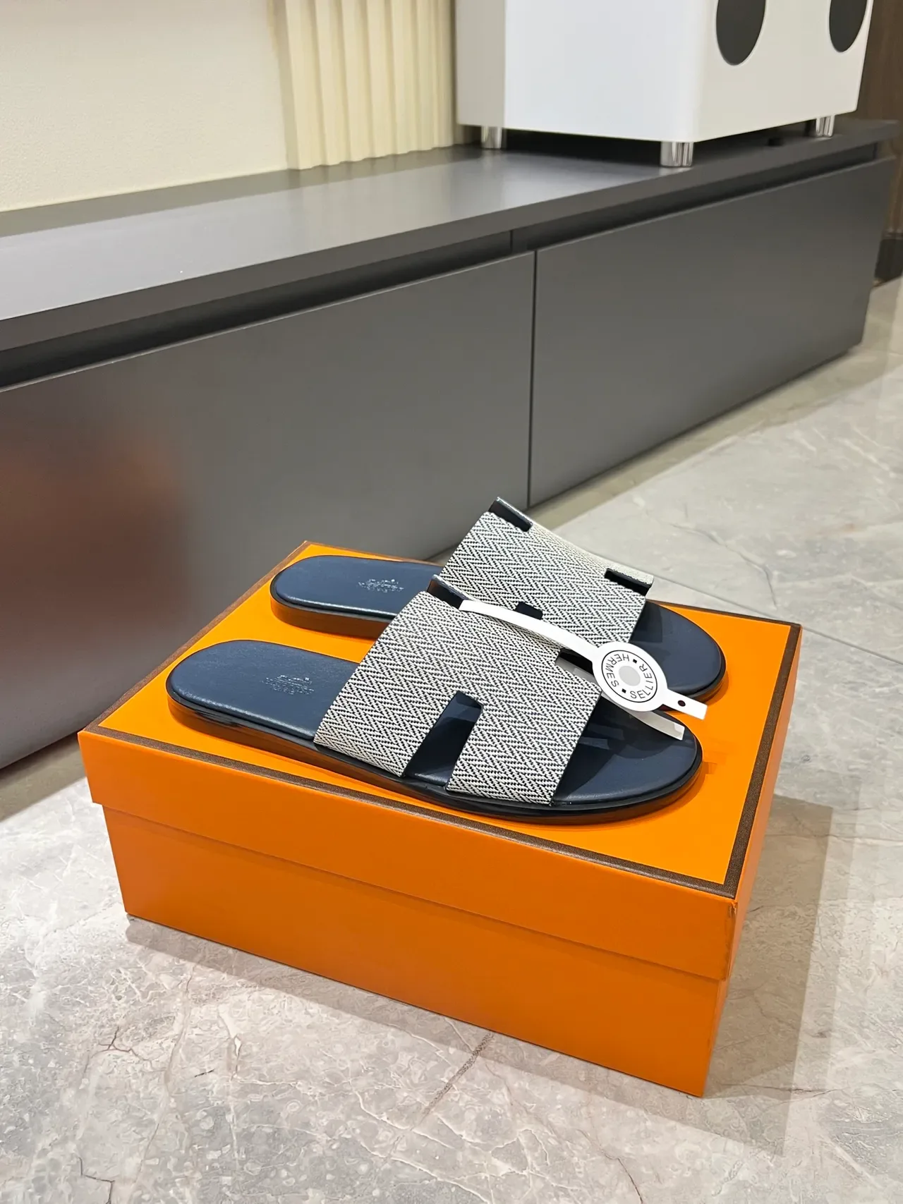 Hermès Oran Herringbone Strap Slippers 18