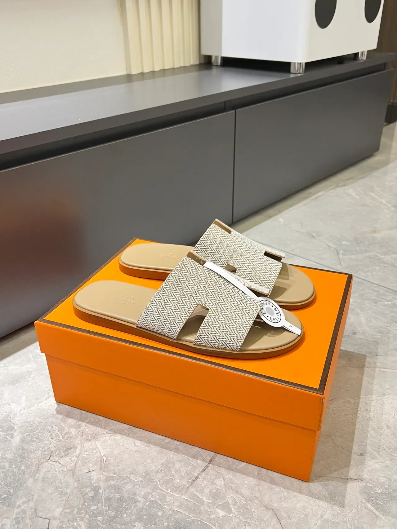 Hermès Oran Herringbone Strap Slippers 19