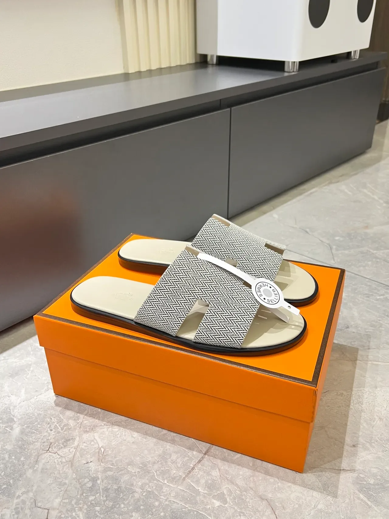Hermès Oran Herringbone Strap Slippers 21