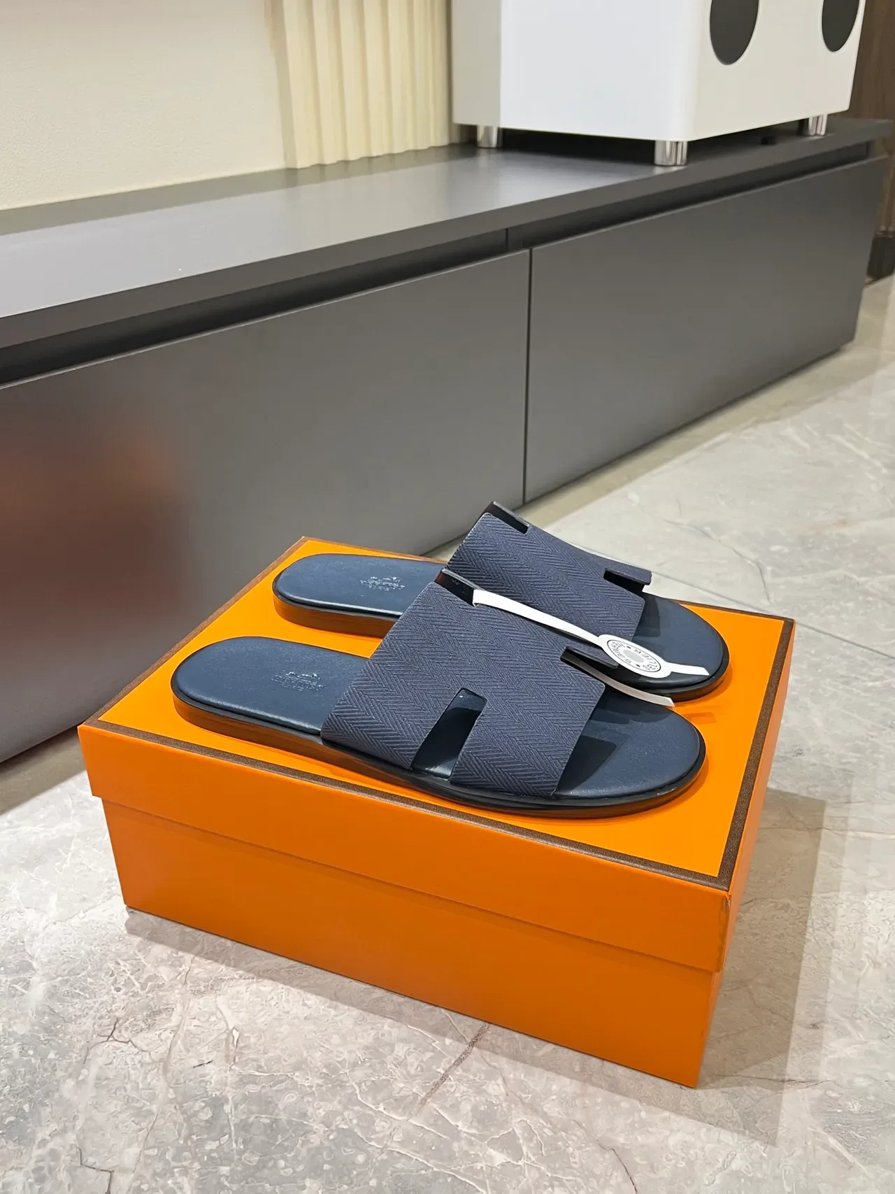 Hermès Oran Herringbone Strap Slippers 23