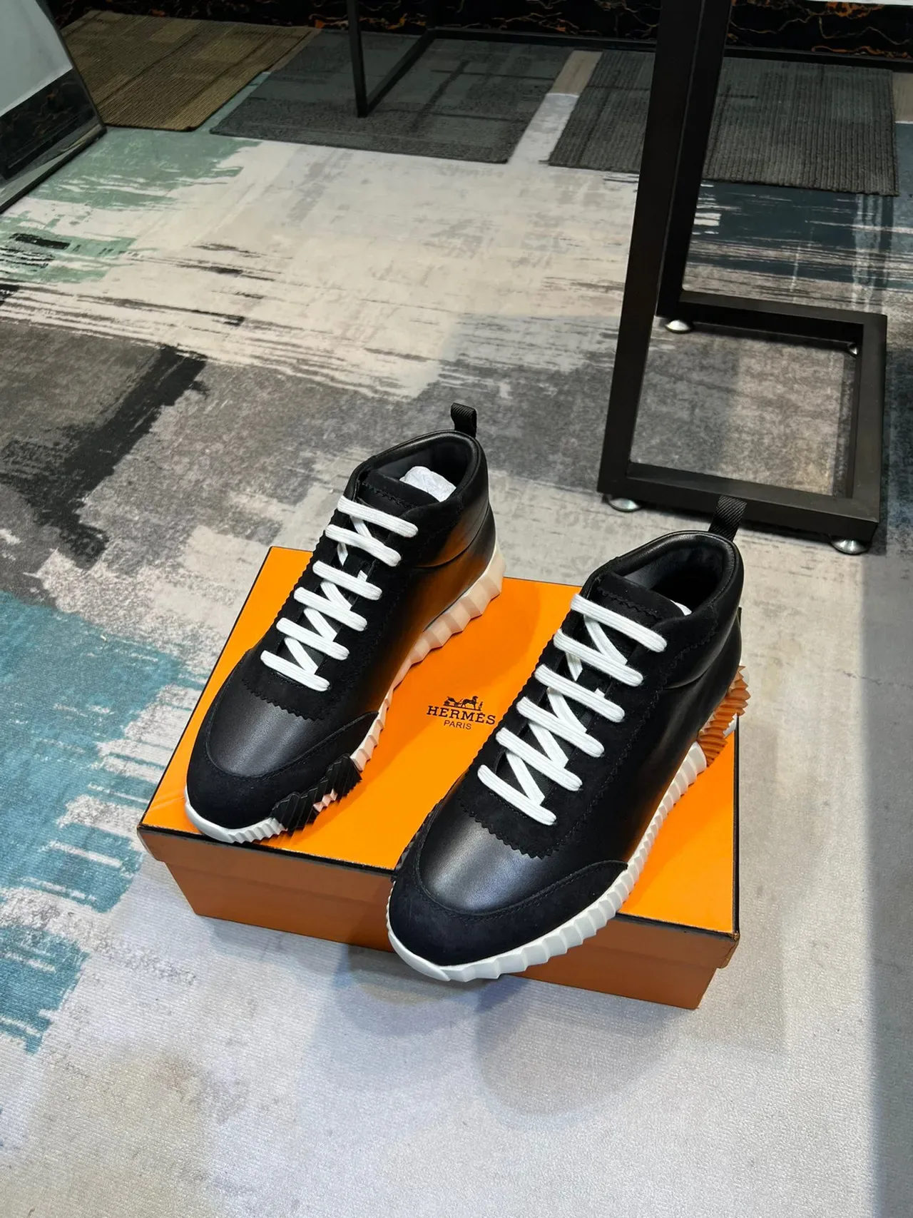 Hermès Oran Sneaker Black White Orange Lifestyle Sneakers 2