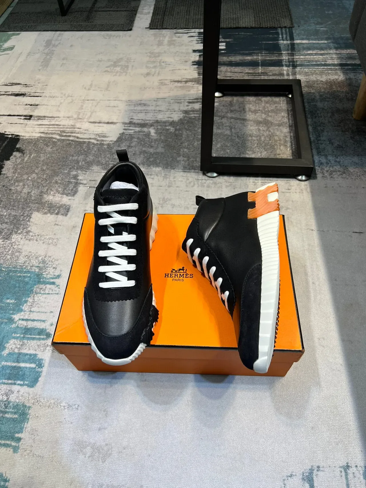 Hermès Oran Sneaker Black White Orange Lifestyle Sneakers 5