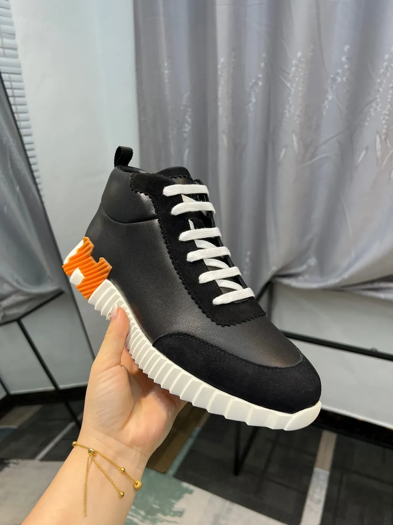 Hermès Oran Sneaker Black White Orange Lifestyle Sneakers 6