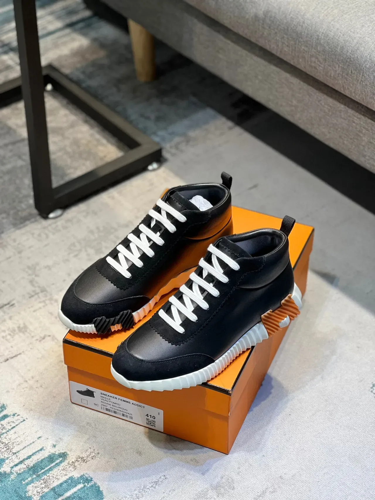 Hermès Oran Sneaker Black White Orange Lifestyle Sneakers 7