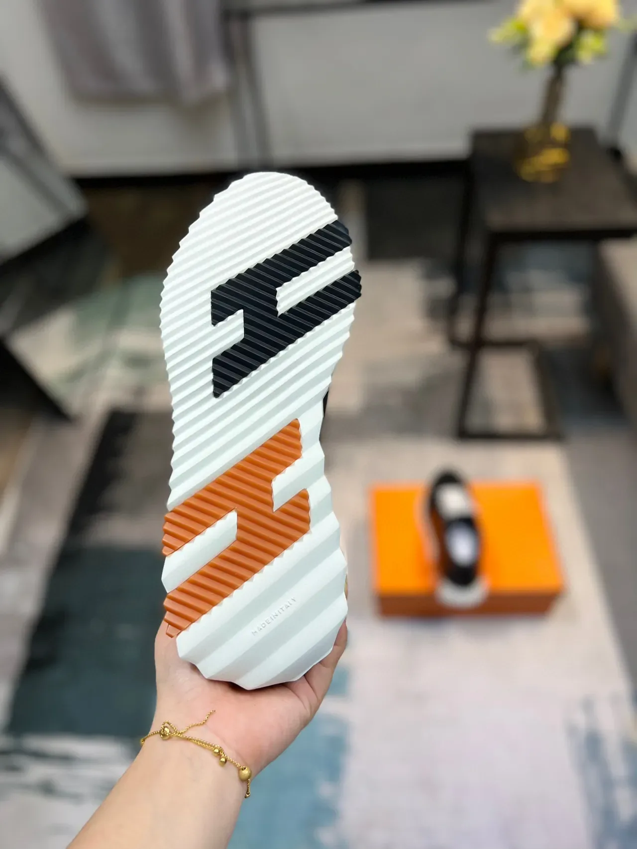 Hermès Oran Sneaker Black White Orange Lifestyle Sneakers 9