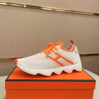 Hermès Oran Sneaker White and Orange Lifestyle Sneakers