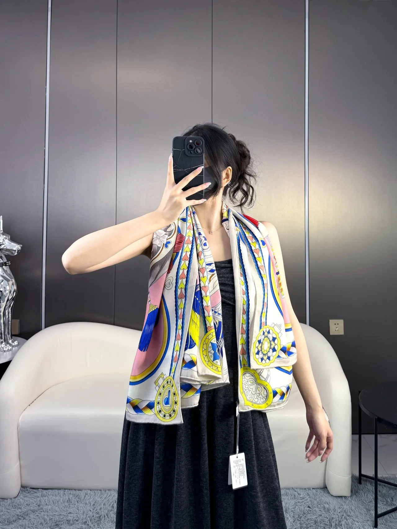 Hermès écharpe en soie motif de corde tressée imprimée 4