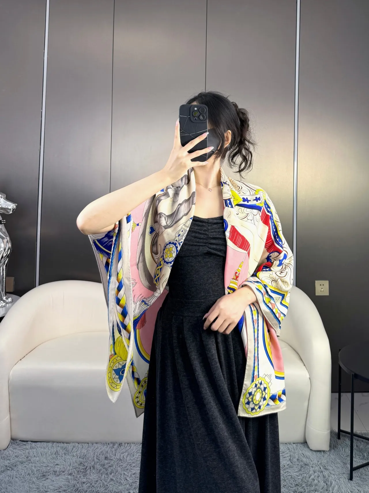 Hermès écharpe en soie motif de corde tressée imprimée 5
