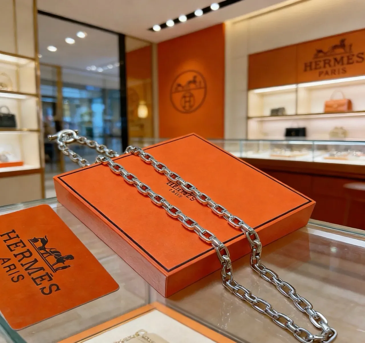 Hermès Silver-Tone Heavy-Link Curb Chain Necklace 4