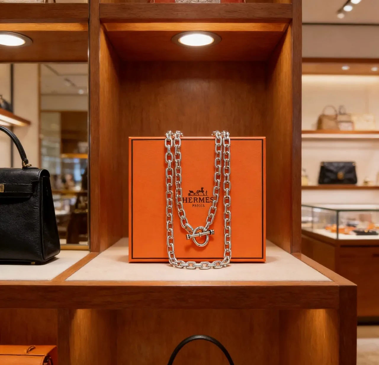 Hermès Silver-Tone Heavy-Link Curb Chain Necklace 9