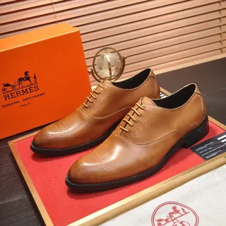 Hermès Tan Crocodile-Embossed Cap Toe Oxford Shoes