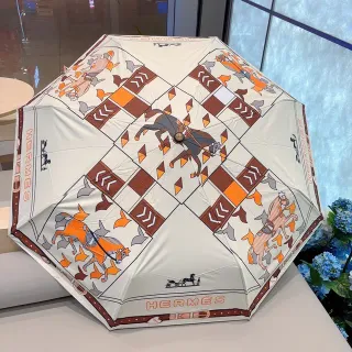 Hermès White Orange Printed Geometric Grid Equestrian Motif Handbag