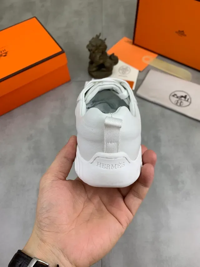 Hermès White Perforated Leather Lifestyle Sneaker 3