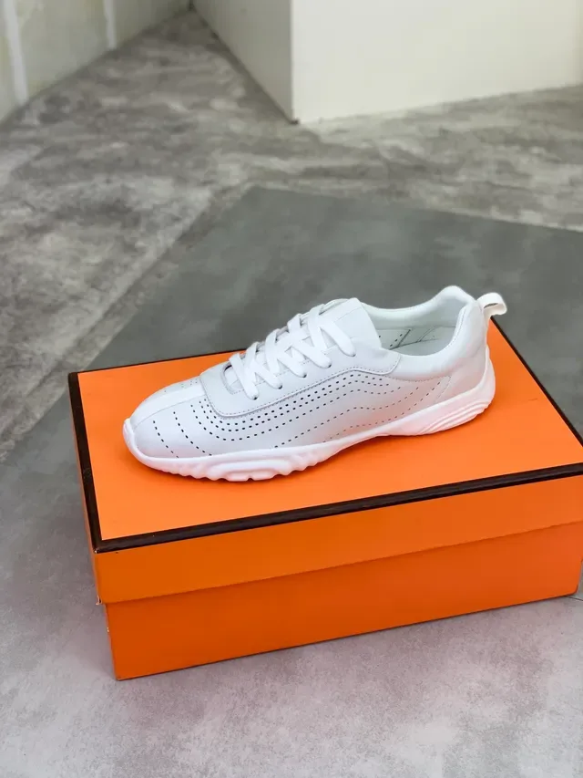 Hermès White Perforated Leather Lifestyle Sneaker 4